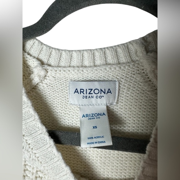 Arizona Jean Co Women’s XS Cable Knit Sweater Cream White Long‎ Sleeve Pullover - Picture 4 of 6